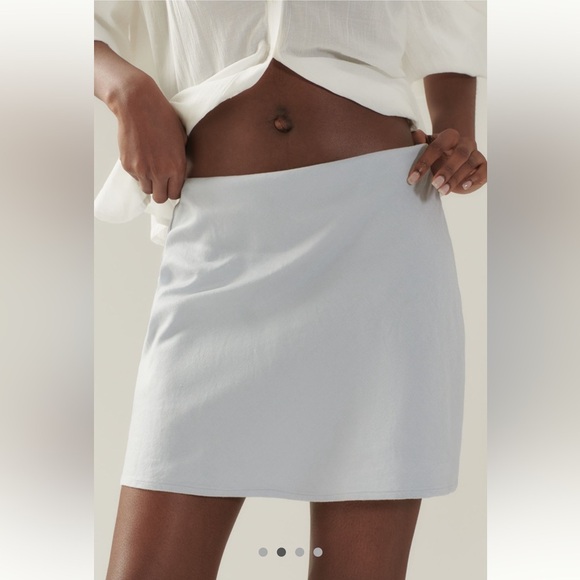 Anthropolgie The Tilda Mini Slip Skirt Size XL Light Grey Linen Pull On Styling - Picture 1 of 11